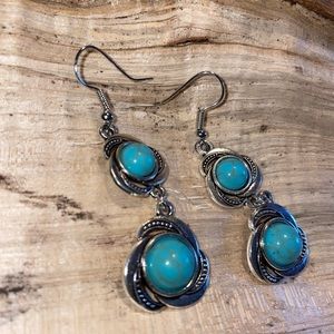 Turquoise and Silver Color New Dangle Earrings New for The Season